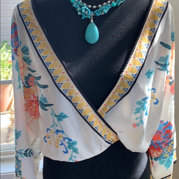 Flying Tomato | Kimono jewel toned BOHO blouse - Picture 2 of 7